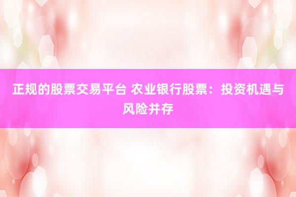 正规的股票交易平台 农业银行股票：投资机遇与风险并存