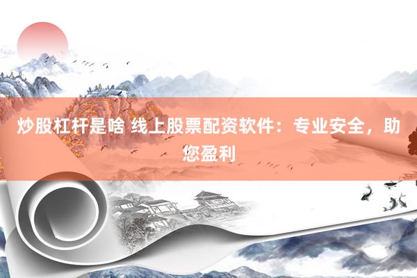 炒股杠杆是啥 线上股票配资软件:专业安全,助您盈利