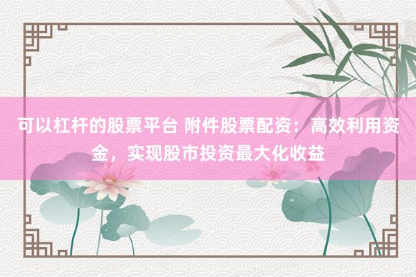 可以杠杆的股票平台 附件股票配资：高效利用资金，实现股市投资最大化收益