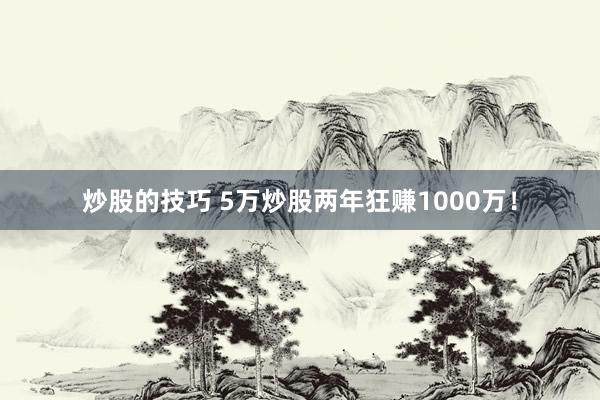 炒股的技巧 5万炒股两年狂赚1000万！