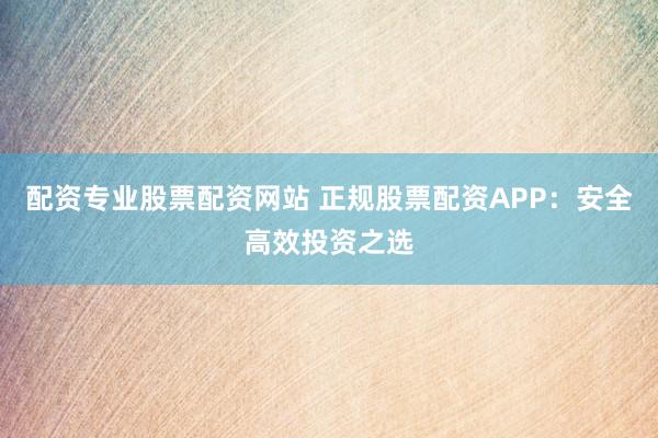 配资专业股票配资网站 正规股票配资APP：安全高效投资之选