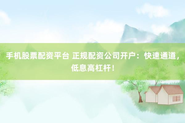 手机股票配资平台 正规配资公司开户：快速通道，低息高杠杆！